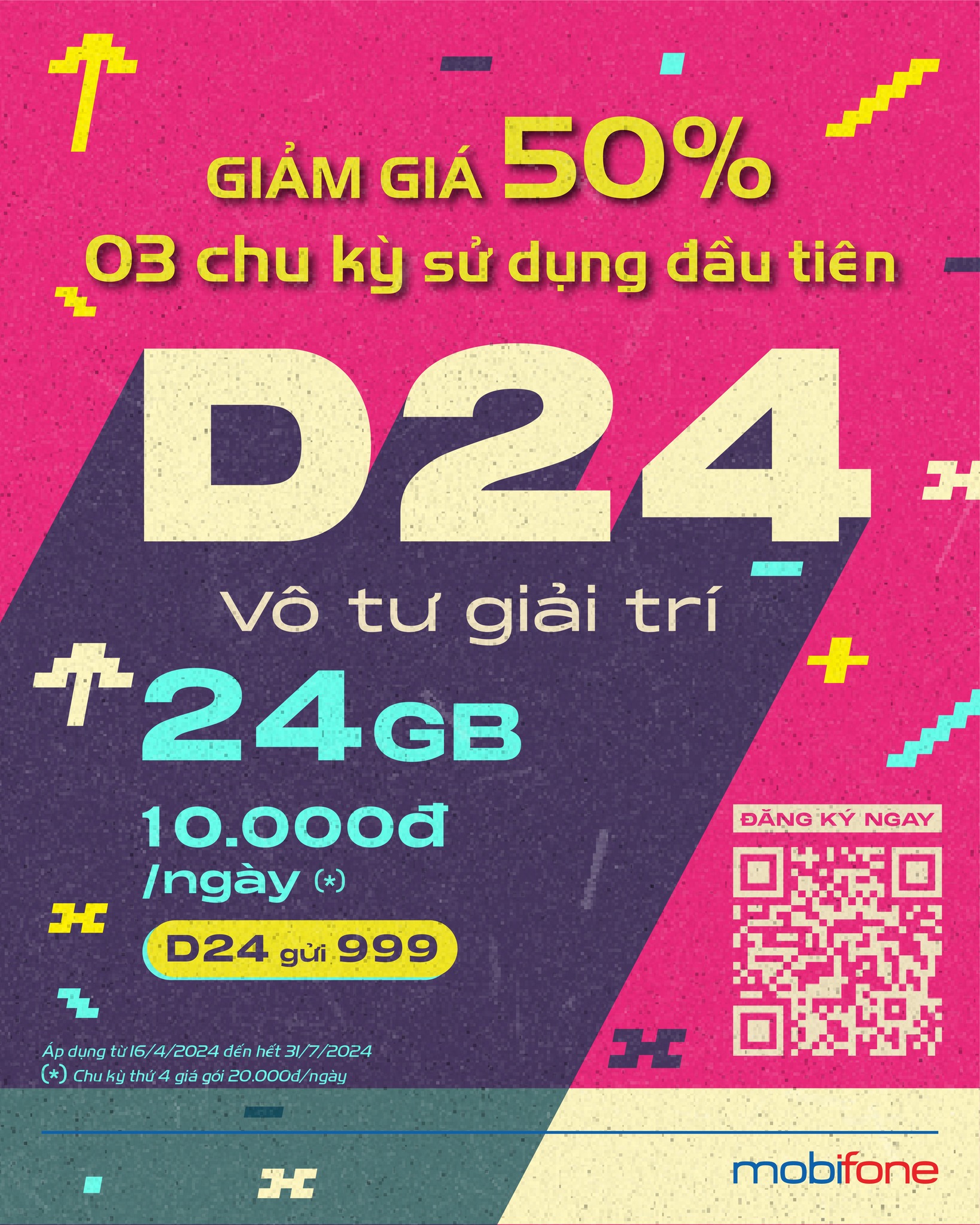 MobiFone tung deal giảm 50% giá gói cước ngày D24